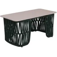 Mendler Loungetisch HWC-P90, Gartentisch Balkontisch Outdoor, Seilgeflecht Rope Sinterstein 43x90x45cm grün, Platte creme