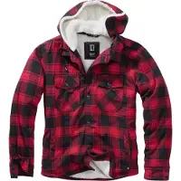 Brandit lässige Herren Jacke Kordelzug Kapuze mit Baumwolle Rot/Schwarz