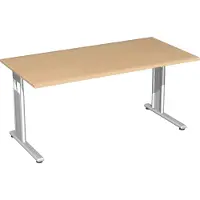Geramöbel Schreibtisch höhenverstellbar, 1600x800x680-820, Buche/Silber, S-617103-BS