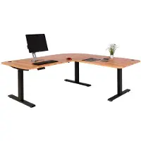 Mendler Eck-Schreibtisch HWC-D40, Computertisch elektrisch höhenverstellbar 178x178cm 84kg MVG Eiche-Nachbildung, schwarz