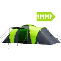 Peme Bojan 6 Familienzelt 6 Personen Zelt Tunnelzelt Wasserdicht 4000 mm Großes Vorzelt Stehhöhe Moskitonetz Campingzelt Festivalzelt Vis-a-Vis Grün