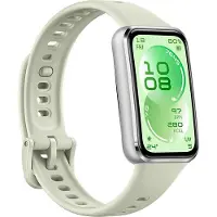 Huawei Band 11 silbernes Aluminiumlegierungsgehäuse mit grünem Fluorelastomerarmband