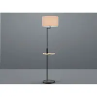 Meine Wunschleuchte LED Stehleuchte Schwarz mit Stoffschirm schwenkbar - Ablagetisch & USB Anschluss