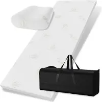 Bestschlaf ELONEO Schlaf Topper Reise-Set 3 teilig: Visko-Matratzenauflage, Visko-Kopfkissen, hochwertige Transporttasche, 100% Visco, weiß, Visco-Topper: B 90 x L 200