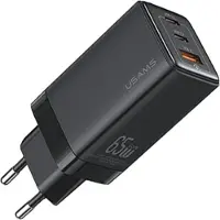 Usams Ład. Siec. 2Xusb-C+1Xusb 65W (Nur Kopf) Gan Pd3.0 +Qc3.0 Schnellladung Czarny/Schwarz Sandru Serie Cc180Tc01 (Us-Cc180)