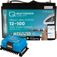 Q-Batteries Lithium Akku 12-100 12,8V 100Ah 1280Wh LiFePO4 Batterie mit Victron Orion Ladegerät