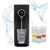 4Swiss WFF021 Wasserfiltersystem Schwarz - Trinkwasserfilter Wasseraufbereitung ohne Wasserverlust Bakterien Mikroplastik Filter Wasserspender