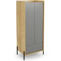 Halmar Zweitüriger Kleiderschrank mit Schublade Mobius SZF2D - Nussbaum natur / grau