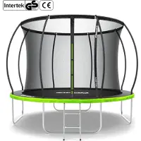 Zipro Trampolin Jump Pro Premium | 10FT Ø 312 cm | Gartentrampolin Kindertrampolin Komplett-Set inkl. Netz, Leiter & Randabdeckung, Outdoor, Grün