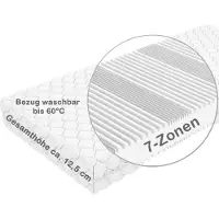 Crownmiller Basic 90x200cm mittel, 7 Zonen Matratze, 12,5 cm, Bezug waschbar bis 60°C