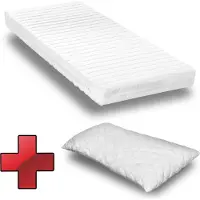Sleezzze Kaltschaummatratze K16 160 x 200 cm, Höhe 16 cm, Härtegrad H2/H3 + CloudComfort Basic Gel-Flocken Kissen 40 x 80 cm gratis