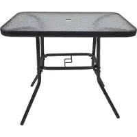 VCM Gartentisch aus Glas und Metall | Esstisch | Maße ca. H. 70 x B. 80 x T. 55 cm | Anthrazit | Balkontisch Gartenmöbel 80x55