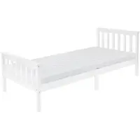 ML-Design Holzbett Kinderbett 90x200 cm Weiß mit Matratze, Kiefernholz, Bettgestell mit Lattenrost & Füße, Einzelbett mit Kopf- und Fußteil