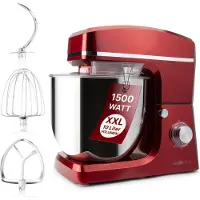 Clatronic XXL Küchenmaschine | Große Knetmaschine 10L | Starker 1500W Motor | XXL Teigknetmaschine Spritzschutz Nachfüllöffnung – KM 3765 rot