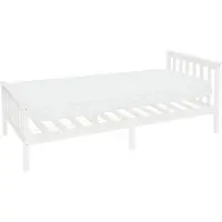 ML-Design Holzbett Kinderbett 90x200 cm Weiß mit Matratze, Kiefernholz, Bettgestell mit Lattenrost & Füße, Einzelbett mit Kopf- und Fußteil