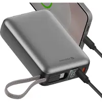 Swissten , Externer Akku 20000mAh 45W mit USB-C-Kabel USB-C und USB-Anschlüsse, Silber