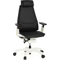 Hjh OFFICE GENIDIA PRO WHITE Leder - High End Bürostuhl Schwarz