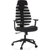 Hjh OFFICE Profi Bürostuhl ERGO LINE ECO Ergonomischer Schreibtischstuhl mit Armlehnen Stoff Schwarz Drehstuhl für Büro, Zuhause