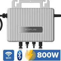 SUNNIVA EcoFlow Stream Mikro-Wechselrichter 800W - 2 MPPT, IP67, WLAN & Bluetooth, Plug-&-Play Inverter inkl. 5m Anschlusskabel