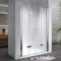 I-flair Duschfalttüren 124-128 cm - Höhe: 195 cm, Duschabtrennung aus 6 mm satiniertem ESG Sicherheitsglas mit Nanobeschichtung