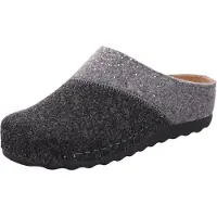 Rohde Damen Pantoffel Softfilz recycled Strass Lederdecksohle Soave-40 6051, Größe:39 EU, Farbe:Grau