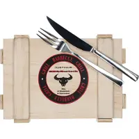 Justinus Bestecke Justinus 8tlg BBQ Steakbesteck-Set für 4 Personen Messer Gabel inkl Holz-Kiste