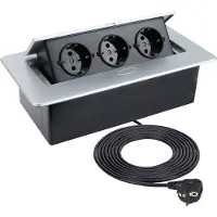 Design Light DesignLight KOMBI BOX aluminium 3-fach Einbausteckdose mit 1,5 m Kabel / KOMB-AL-3DE-1,5-03