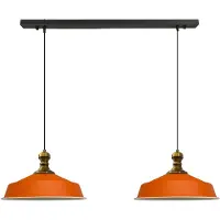 Bamyum Pendelleuchte Asletl-Knob Hängelampe aus Metall 2 Flammige, E27, Orange Vintage Lampe