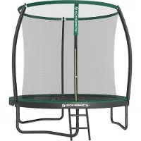 Songmics Trampolin Ø 244 cm, Gartentrampolin für Kinder mit Sicherheitsnetz, 180 cm hohe gebogene Stangen, Randabdeckung, Leiter, Stahl-Rahmen