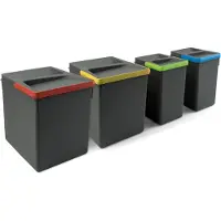 Emuca Recycle 2x15 2x7l Recyclingbehälter 4 Einheiten Silber Silber One Size