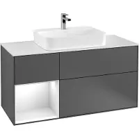 Villeroy & Boch V&B Waschtischunterschrank FINION 1200x603x501 Abdpl bl Reg gls wh/wh ma