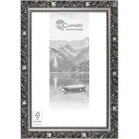 Clamaro 'Ludwig' Bilderrahmen Antik Massivholz | Schwarz Grau Silber | Shabby Chic Vintage Barock | Holzrahmen inkl. Acrylglas, Rückwand, Aufhänger (Querformat & Hochformat), Größe:90x90