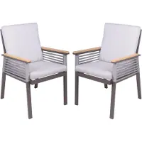DELUKE Gartenstuhl 2er Set JASPER - Aluminium, Seilbespannung, Hellgrau | Gartenstühle Wetterfest Essstühle Outdoor Terrasse