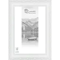 Clamaro Bilderrahmen 'OTTO' Antik Massivholz | Weiss Matt | Shabby Chic Vintage Barock | Holzrahmen inkl. Acrylglas, Rückwand, Aufhänger (Querformat & Hochformat), Größe:61x50.8