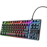 Trust Gaming Tastatur mit TKL-Design GXT 833 Thado - Beleuchtete Tastatur mit Deutsches QWERTZ Layout, Anti-Ghosting, Mehrfarbige LED-Beleuchtung, 12 Media-Tasten, USB Plug & Play, PC/Laptop