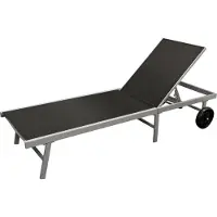 Degamo Rollenliege Sonnenliege Gartenliege OSTIA 200cm, Gestell Aluminium silbergrau, Bezug Kunstgewebe schwarz