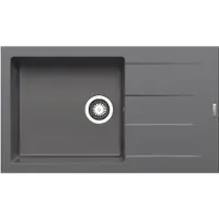 Pyramis Spüle ATHLOS 86x50 PLUS in IRON GREY mit Excenterbedienung / Granitspüle / Steinspüle / Ausschnitt 840 x 480 mm