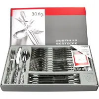 Justinus Bestecke 30tlg Invictus Komplett-Besteck-Set für 6 Personen Messer Gabel Löffel Edelstahl