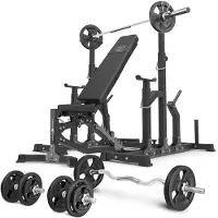 Marbo-sport Marbo Sport - Set MS11_2.0_83KG | Doppelseitig verstellbare Hantelbank + verstellbare Ständer + Stangen- und Hantelscheiben Set 83 kg