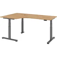 Bümö Schreibtisch elektrisch XDSM - Nachbildung: Asteiche, Gestell: Graphit, Größe: Eckschreibtisch 200 x 120 cm