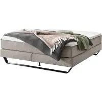 Hasena Raumspar Boxspringbett Julieta light grey Fußkufe schwarz 200x200 : Topper - Lovely Top (fest)