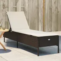 vidaXL Design Sonnenliege mit Auflage Braun Poly Rattan, Gartenliegen 2024 Neu