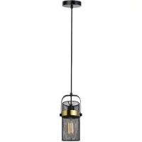 HOME DELUXE - Pendelleuchte LUMINOS - Schwarz / Gold, Blendfreies Licht, 10,5 x 153 cm, Metall / Rattan I Pendellampen Hängeleuchten Hängelampe