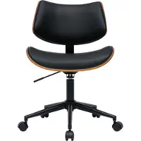 Miliboo - Schwarzer Design-Bürostuhl mit Rollen, dunkles Walnussholz und schwarzes Metall MALMO