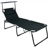Linder Exclusiv GmbH Linder Exclusiv Klappbarer Gartenliege XXL mit Baldachin Schwarz