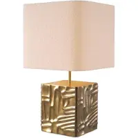 Casa Padrino Luxus Tischleuchte Vintage Messing / Creme 35 x 35 x H. 62 cm - Schreibtischleuchte mit quadratischem Samt Lampenschirm - Luxus Tischleuchten - Luxus Schreibtischleuchten