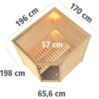 Karibu Woodfeeling Sauna Mia (Eckeinstieg), Holztür mit Isolierglas, wärmegedämmt, bronziert, ohne Zubehör