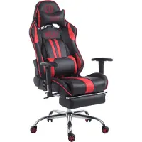 TPFLiving Racing Bürostuhl Limitless-2 Kunstleder mit Fußablage schwarz/rot