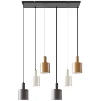 LINDBY Hängelampe Ovelia, braun/kaffee/beige, 6-flg., E27