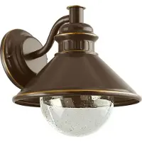 Licht-Erlebnisse Maritime Wandleuchte ausladend mit Arm Maritim Braun Kegelform E27 Außenleuchte Schiffsleuchte Hofleuchte Wandlampe